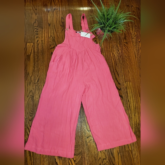 Automet NWT Women's Pink Jumpsuit Overalls Wide Leg Casuak - Picture 5 of 10